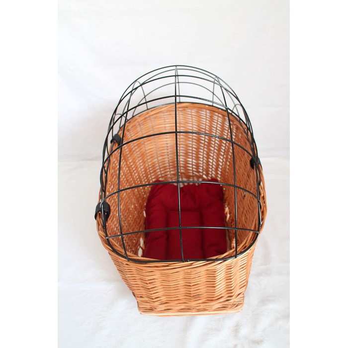 Кошик для велосипеда на багажник для собак, плетіння з лози з металевою сіткою та подушкою, XL або XXL. Кошик для багажника (XXL з подушкою)