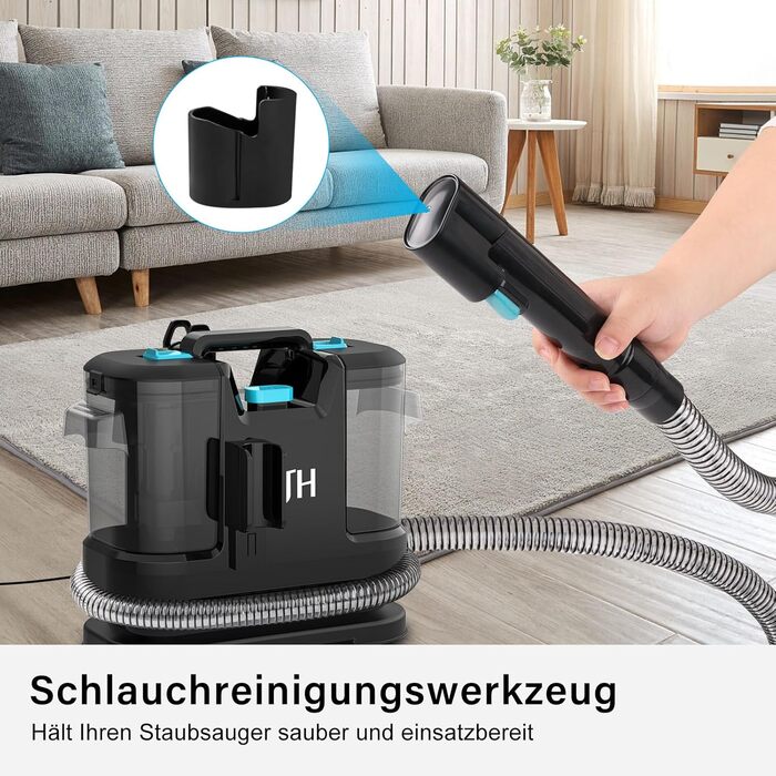 Пристрій для чищення оббивки Nassauger, 450W, 12kPa: мийний пилосос для килимів, оббивки та автосидінь (чорний)