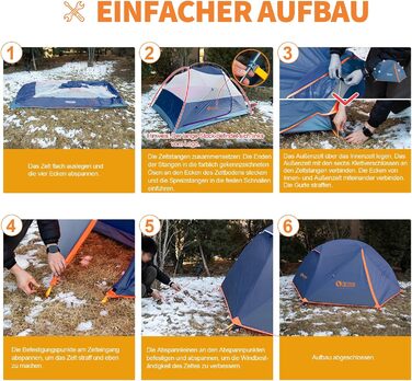 Намет кемпінговий купольний 1-2 особи Campingzelt водонепроникний, вітростійкий, для походів, кемпінгу та активного відпочинку (Синій)