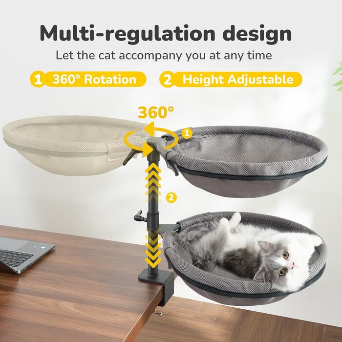 Підвісне ліжко для котів CATISM 360° обертання, лежанка, гамак, кошик для сну, підвісне ліжко для котів, 36x38 см, до 20 кг