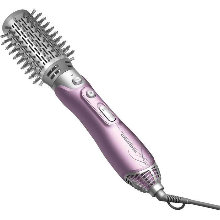 Фен-щітка GRUNDIG HS 6220 Volumen & Locken, 1100W, 3 насадки, керамічне покриття з олією лотоса, захист від перегріву, для всіх типів волосся, Рожевий/Срібний, 2023 модель