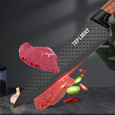 Набір ножів Messer Set 6 предметів, чорний, з підставкою, з нержавіючої сталі, антипригарне покриття, для кухні, ресторану, пікніка