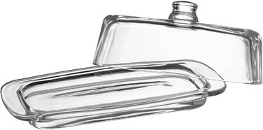 Royalty Art Glass Butter Dish with Lid and Handle (rectangular), classic design, 2-piece, transparent, traditional kitchen accessory, dishwasher safe