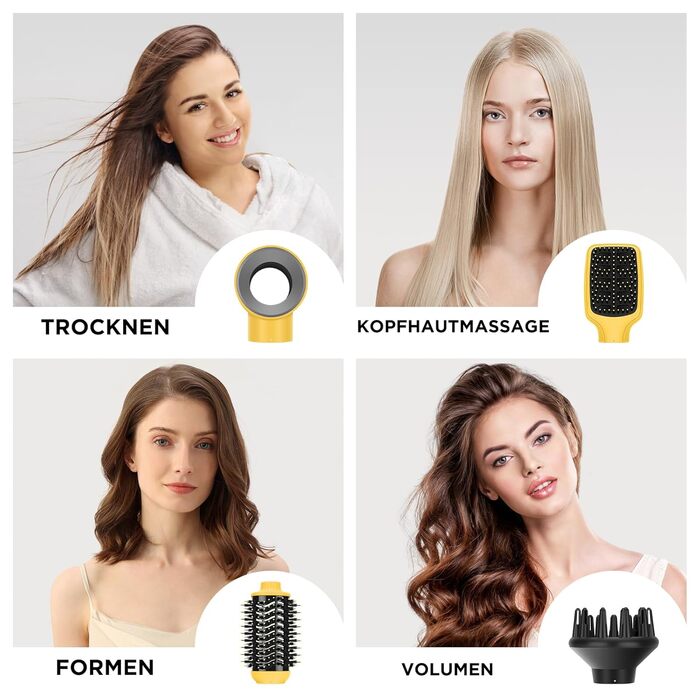Набір для укладки волосся PARWIN PRO BEAUTY 5 в 1: фен-щітка з іонізацією, 1100 Вт, 5 насадок для сушіння, випрямлення, об'єму та укладки