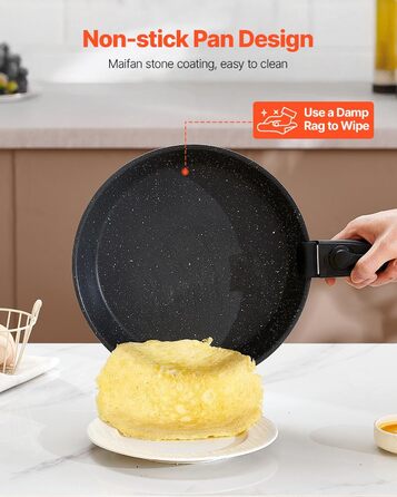 Каструля VEVOR з кришкою (індукційна, антипригарна, чорна, зі знімною ручкою) для кухні кемпера/автобудинку