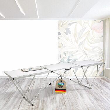 Складний алюмінієвий стіл для кемпінгу з 4 табуретами - 298x60x78 см, стільниця MDF 5 мм, регульована висота, легкий, антикорозійний