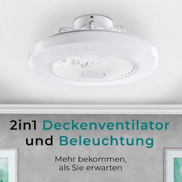 Стельовий вентилятор Noaton Triton 12050B з LED підсвіткою, димування, 3 режими світла, пульт, таймер, 50 см, білий