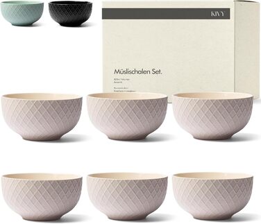 KIVY Cereal Bowl Set - 6 x 850ml - Large Bowls, Soups & Porridge - Soup Bowls - Bowls - Cereal Bowls - Soup Bowls - Bowl Set - Cereal Bowl Ceramic (Cream White, Bowls)