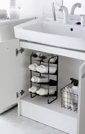 Yamazaki 4304 Tower Bottle Rack, White, Steel, Minimalist, 20 x 20.5 x 40 cm (Black)
