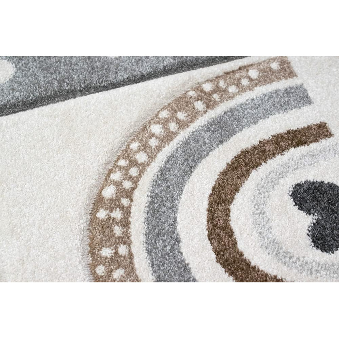 Dreamy Rug Children's Room Rug Play Rug Rainbow Dots Hearts Beige Gray Cream Size 160x230 cm