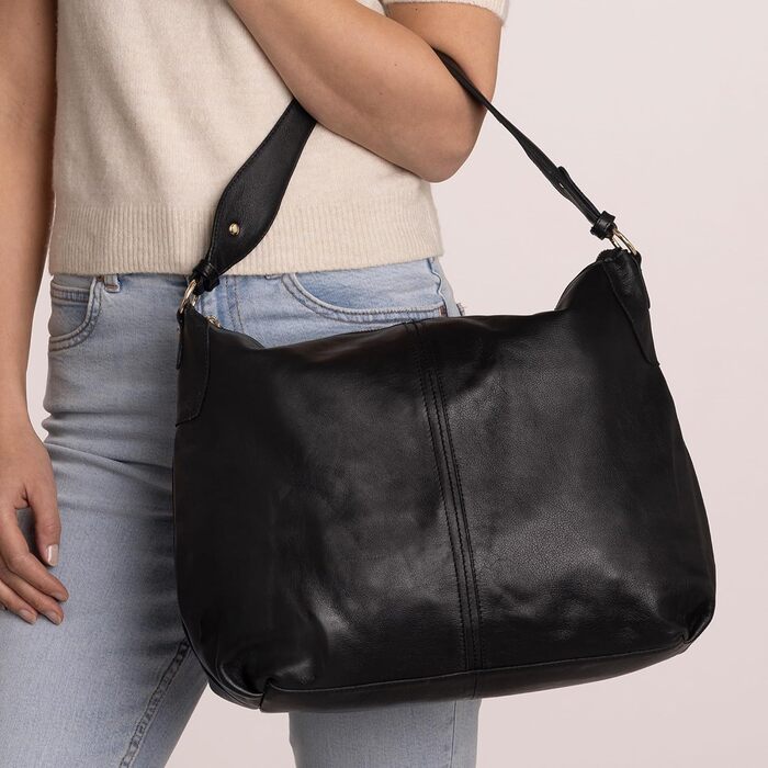 Сумка Gusti Shopper Leder Hannah - жіноча шкіряна сумка-шопер через плече, чорна