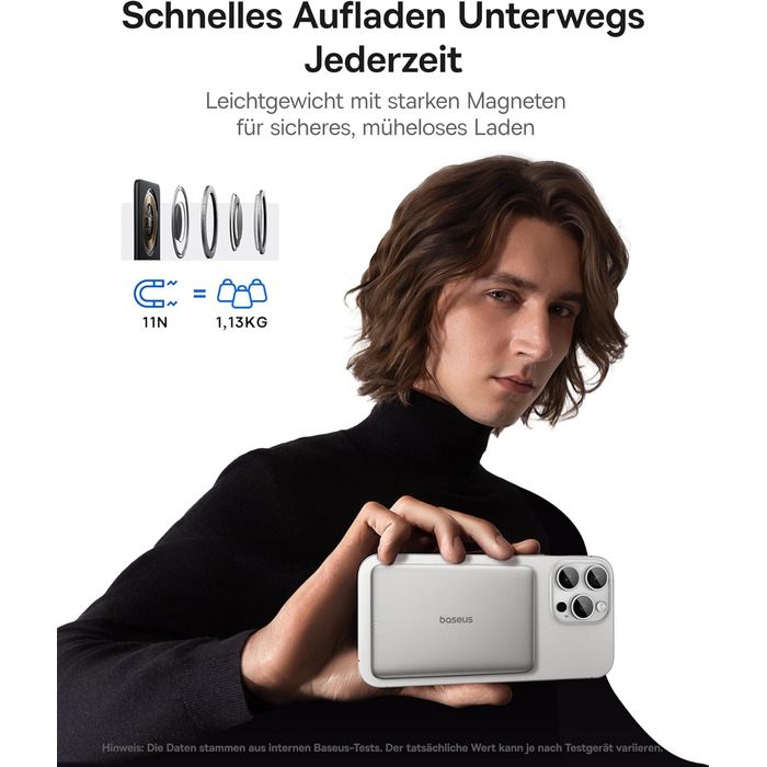 Power Bank Baseus Picogo AM41: Тонкий Magsafe Powerbank, PD 20W, 5000mAh, USB-C, для iPhone 17/16/15/14/13/12 (Titan)