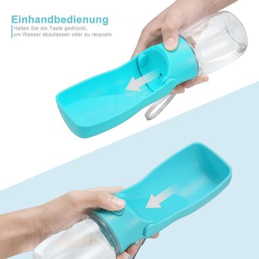 Вода для собак на ходу: пляшка-поїльник 570 мл або 350 мл, для цуценят та собак різних розмірів, блакитна