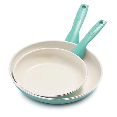 Набір сковорідок GreenPan Rio Healthy Ceramic антипригарна, 20 см та 28 см, бірюзовий та кремовий, без PFAS, для індукції, духовка до 160°C