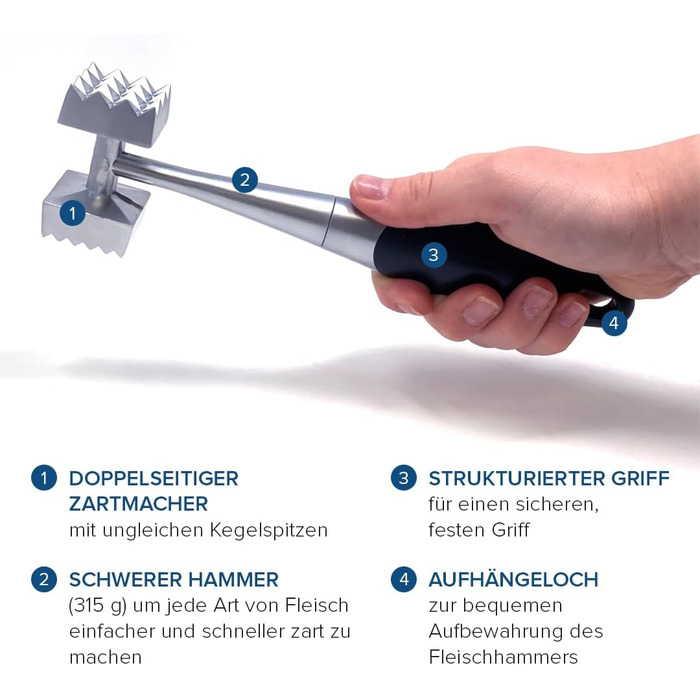 Ніж для відбивання м'яса Joeji, цинкова сплава, безпечний для миття в посудомийній машині, міцний, для стейків, фаршу, птиці, риби, м'яса