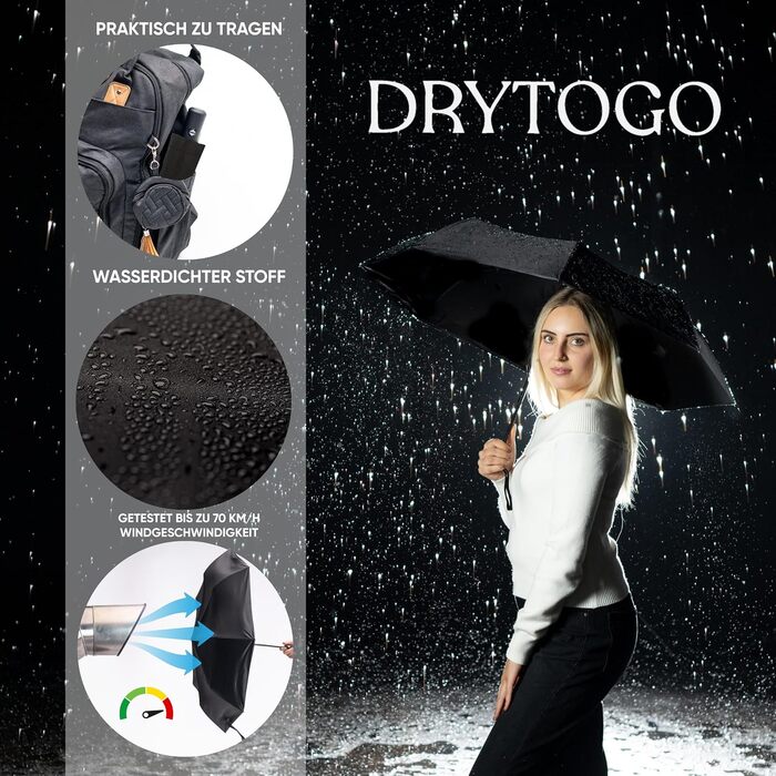 Стійкий до вітру парасолька Rainroyal Drytogo MEDIUM Ø100 см (Жовтий, SMALL Ø95 см) | Парасолька-тростина для подорожей та повсякденного використання | Автоматичний парасолька для жінок та чоловіків