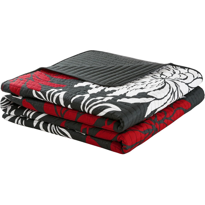 Комплект постільної білизни Comfort Spaces Enya CS14-0064, 3-частинний, квітковий принт, сірий, Kingsize (Full/Queen, 229x229 см)