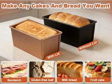 Форма для випічки хліба з кришкою Brotbackformen 2.2 л, чорна, прямокутна для тостів та кексів