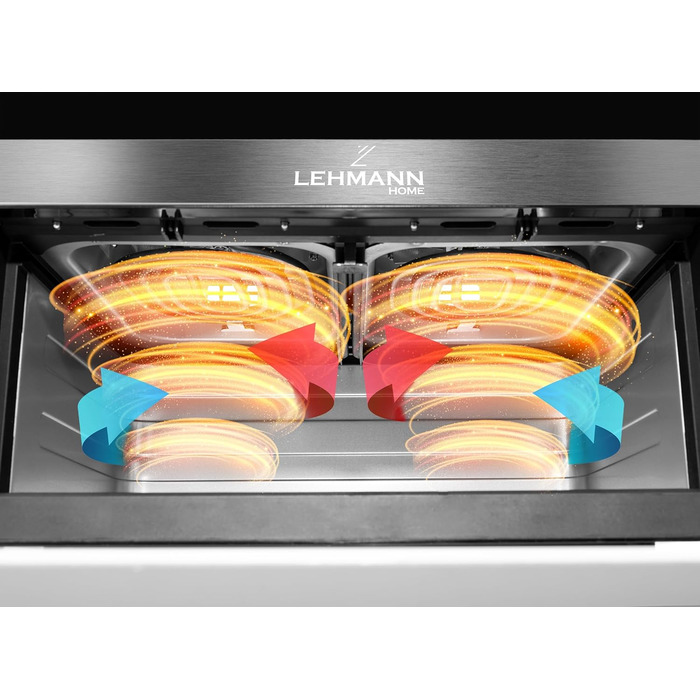 Фритюрниця повітряна LEHMANN з 2 камерами, 9л, 2400 Вт, AirFryer XXL з 12 програмами, до 200°C, WiFi, без олії, з технологією Air Fry – гриль, випічка, ферментація, дегідратація