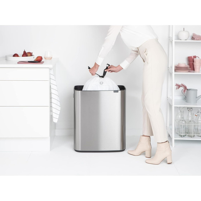 Відро для сміття Brabantia біле, 60 літрів, нержавіюча сталь з покриттям проти відбитків пальців