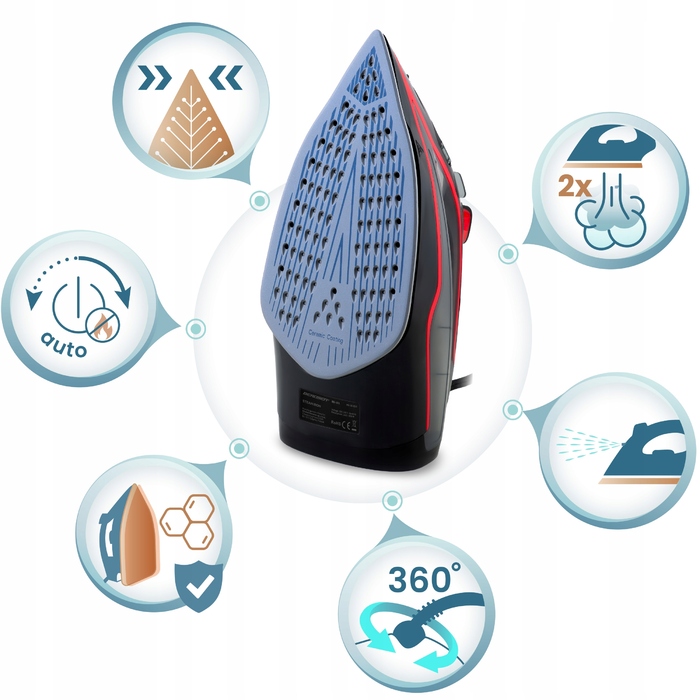 Парова праска Berdsen 2600 Вт з керамічною підошвою та вертикальною подачею пари, 230 мл