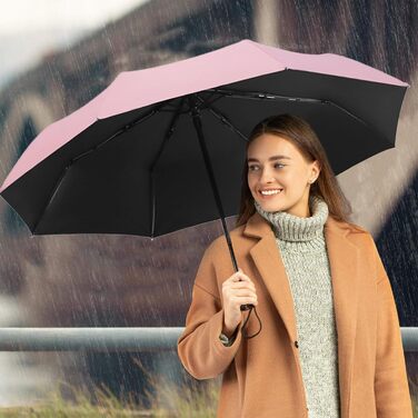 Зонт автоматичний штормостійкий з UV захистом, 8 ребер, легкий та міцний (білий, рожевий)