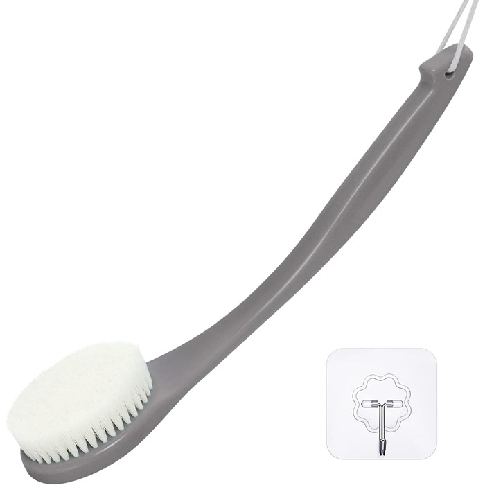 Масажна щітка для спини, щітка для душу, скрубер для тіла з довгим руків'ям для пілінгу та масажу, покращує кровообіг (Чорний PE)