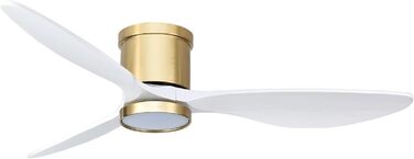 Стеляний вентилятор Ovlaim з підсвічуванням, пультом керування, DC мотор, 3 лопаті, 132 см (натуральний & сріблястий)