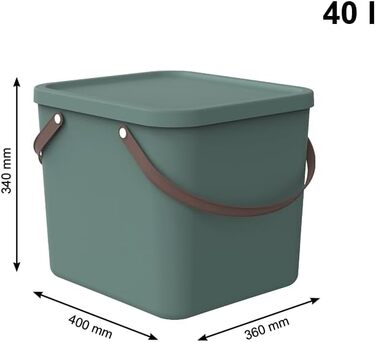 Rotho Albula Storage Box 40l with Lid, Plastic (Recycled PP), Green, 40l (40.0 x 40.0 x 34.0 cm)