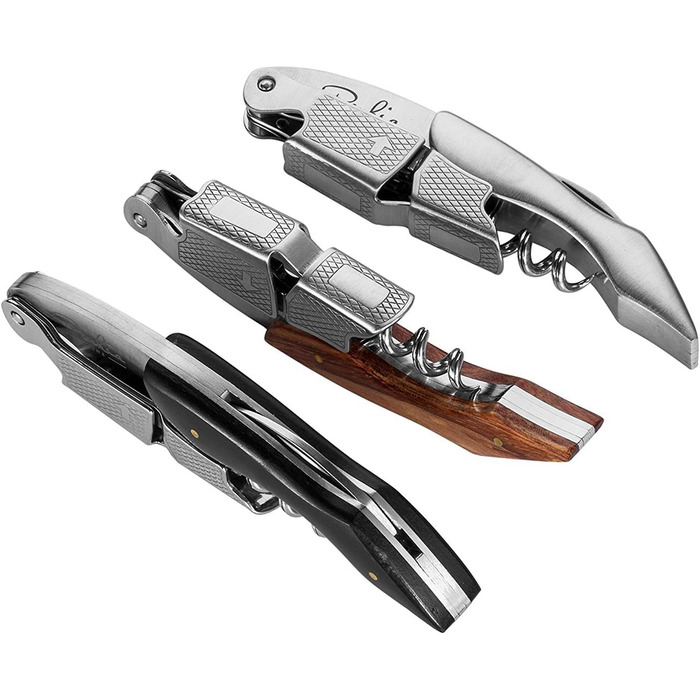 Ніж для офіціантів з нержавіючої сталі - професійний штопор для ресторану з відкривачем пляшок та різаком фольги + електронна книга про вино