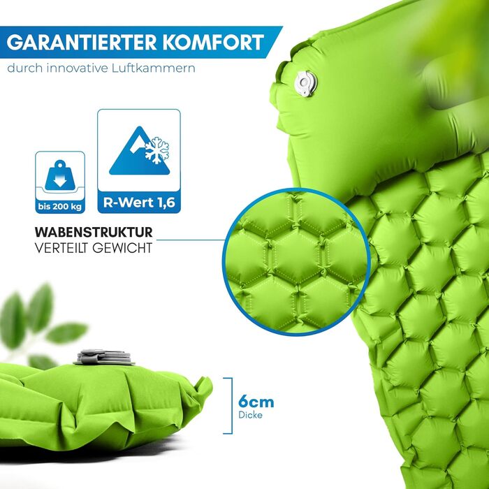 Килимок туристичний NORDMUT® Isomatte Outdoor з ремкомплектом. Легкий килимок для кемпінгу, піших прогулянок та відпочинку на природі. Колір: світло-зелений