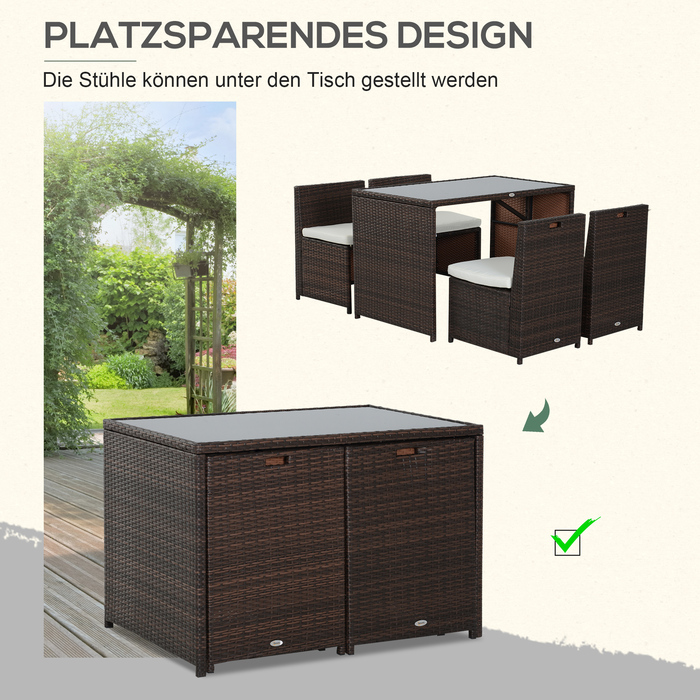 Набір садових меблів Outsunny з ротангу Polyrattan, 5 предметів. Лаунж-набір для саду, балкону або тераси, стійкий до погодних умов та елегантний.