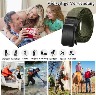 Еластичний тактичний пояс LionVII з автоматичною пряжкою, робочий пояс для чоловіків, обхват талії 75-125 см (28-49 дюймів), колір зелений