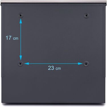 Поштовий ящик Verda з газетницею, нержавіюча сталь, антрацит, 37x37x11 см, з вікном, ключами та табличкою для імені - сучасний вуличний поштовий ящик
