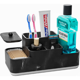 VITVITI Toothbrush Holder Electric Toothbrush Holder with Cover Bathroom, Marble Electric Toothbrush Toothbrush Holder Bathroom Organizer Countertop Toothpaste Vanity Counter Toothbrush Holder