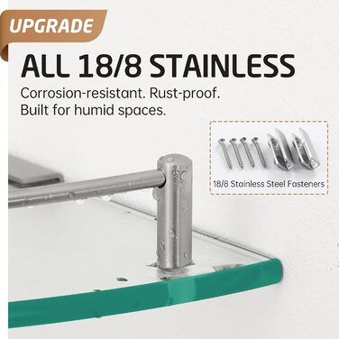 Скляна поличка для душу KES - 2 шт. з нержавіючої сталі (SUS304) для ванної кімнати