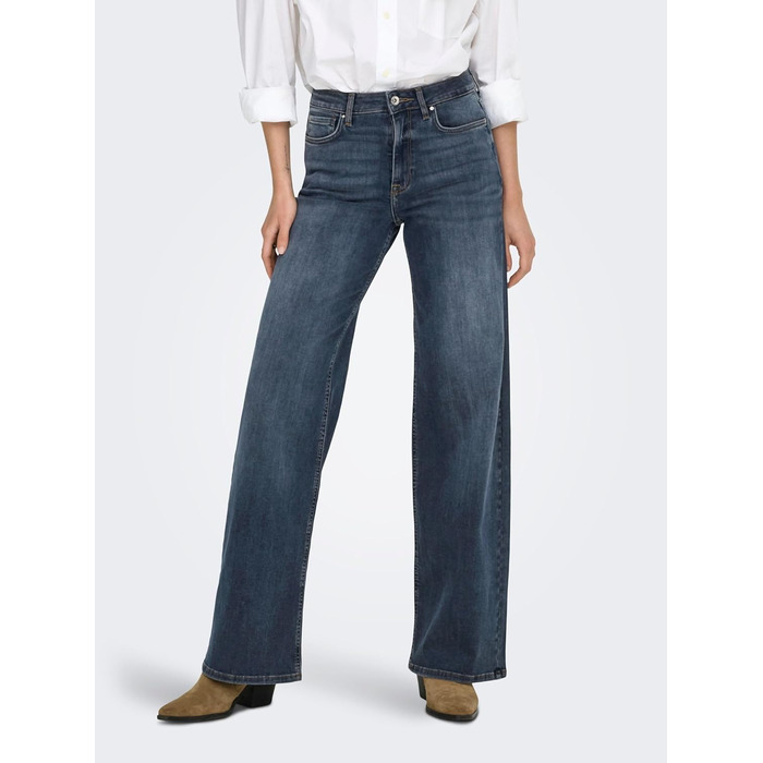 Джинси жіночі Only Madison з широкими штанинами, висока талія, колір Blue Black Denim (M/30L)