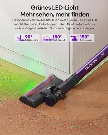 Бездротовий акумуляторний пилосос AlloyMove A03 Lila: потужність 450W, 45000Pa, LED, 60 хвилин роботи, для тварин, килимів, твердих поверхонь