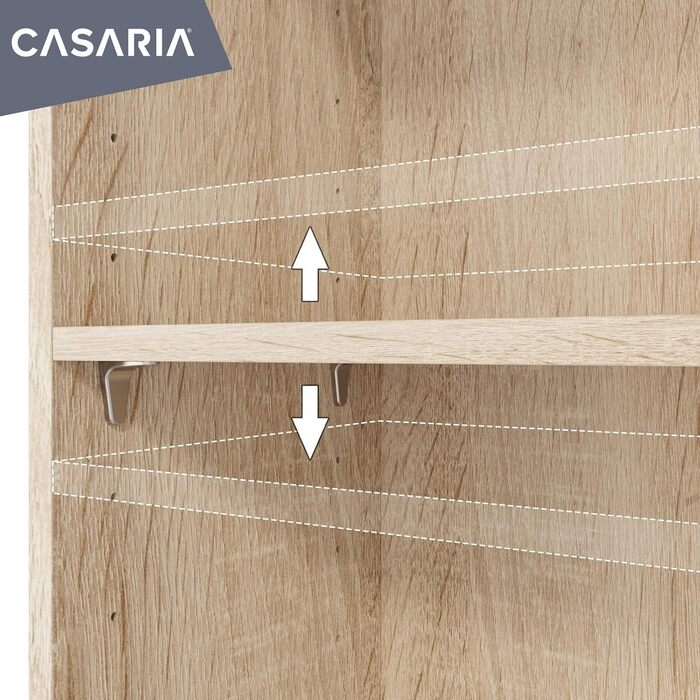 Книжкова шафа Casaria Vela 5 полиць 190x60x28 см, регульовані полиці, відкрита, дуб, для офісу та вітальні