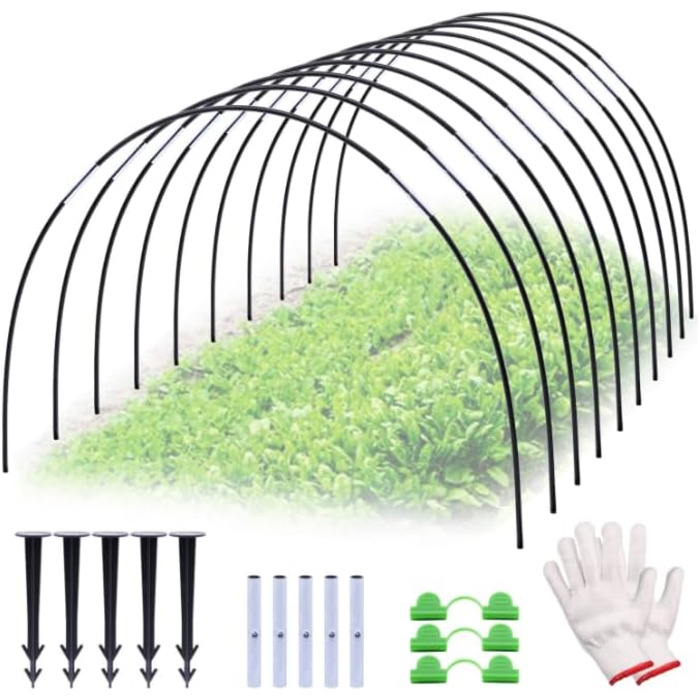 Neegool Plant Tunnels Arches, 50 PCS Raised Bed Arches, Greenhouse Arch with 6mm Plastic Wrapped, DIY Greenhouse Hoop, Cold Frame Tunnel.