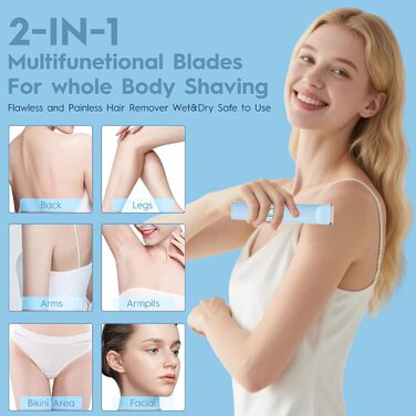 Електричний триммер для жінок, Bikini-trimmer, водонепроникний, для догляду за тілом (Blue)