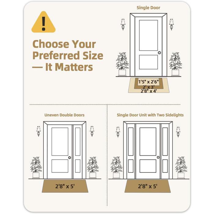 Придверний килимок COLOR&GEOMETRY для вулиці 43 x 76 см, протибрудний та антиковзаючий килим для вхідної групи, бежевий