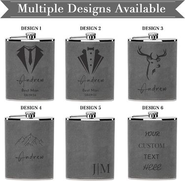 Набір фляга з гравіюванням гір, фляга з нержавіючої сталі 237мл/8oz, персоналізований подарунок на день народження для чоловіків, кемперів, туристів (сірий)