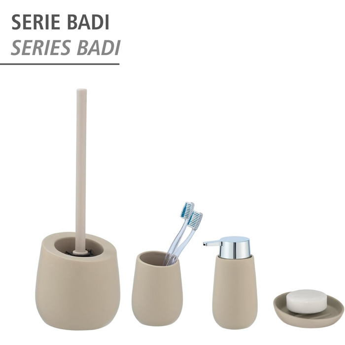 Набір для туалету WENKO Badi: тримач для щітки та очисник обідка, кераміка, бежевий