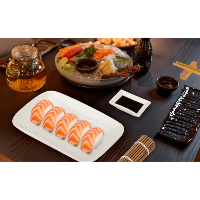Набір для суші Exzact (10 шт.) – 2 тарілки, 2 миски для соусу, 2 підставки під столові прилади, 2 пари паличок для їжі – преміум-порицелан, подарункова коробка