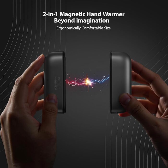 Електричний грієчка для рук SUPPOU 2 шт. 5000mAh з LED-ліхтариком, акумуляторний, для активного відпочинку та спорту, сірий
