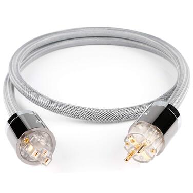 Сетевий кабель SKW Audiophile High End Schuko-вилка — гніздо для сабвуфера, підсилювача та AV-ресивера, 1м, сірий