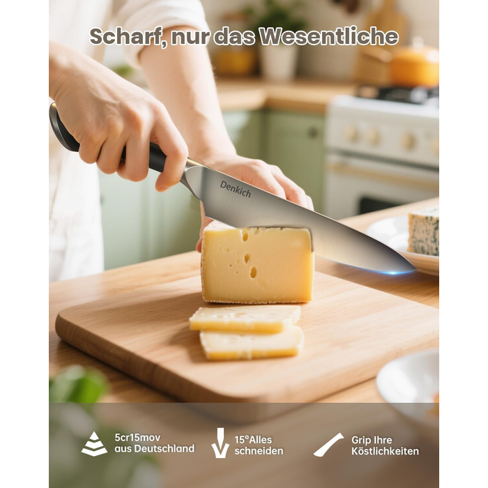 Набір кухонних ножів Messerblock Set, 7 предметів: професійний набір ножів з бруском, німецькі леза з високоякісної нержавіючої сталі, ергономічні ручки, для дому