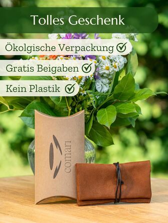 Premium Tobacco Pouch made of Wild Leather - Separate Paper & Filter Compartment - Handcrafted Tobacco Bag - High-Quality Rolling Pouch for Tobacco (Cognac Brown)