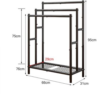 Підставка для рушників, тримач рушників, стійка для рушників на 3 рейки, чорний, для ванної кімнати
